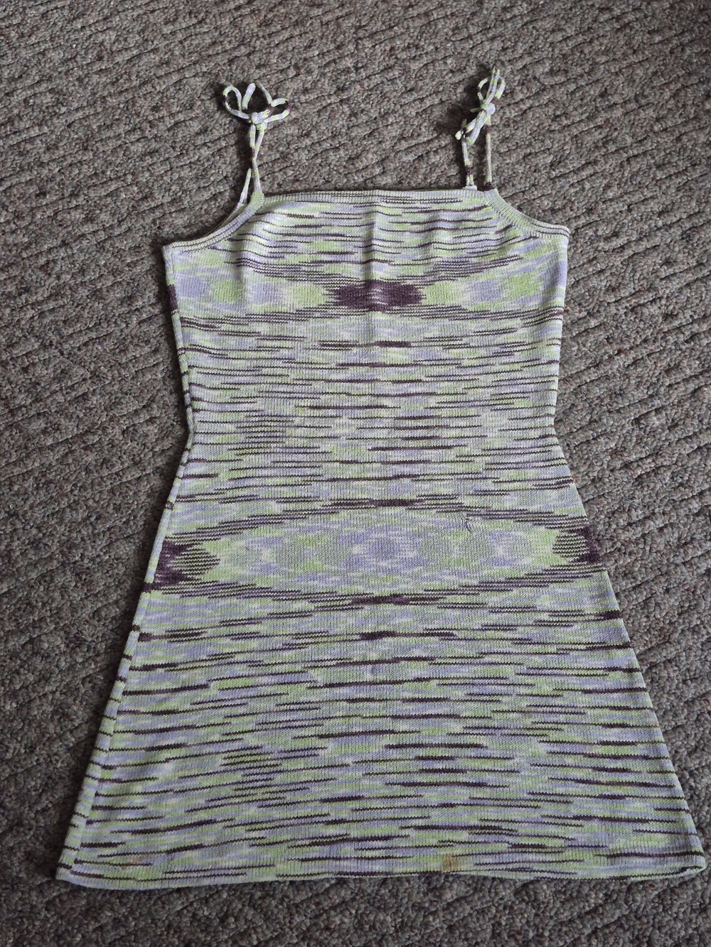 90's Wool Knit Space Dye Tank Dress in Mint, Lavender & Purple Large